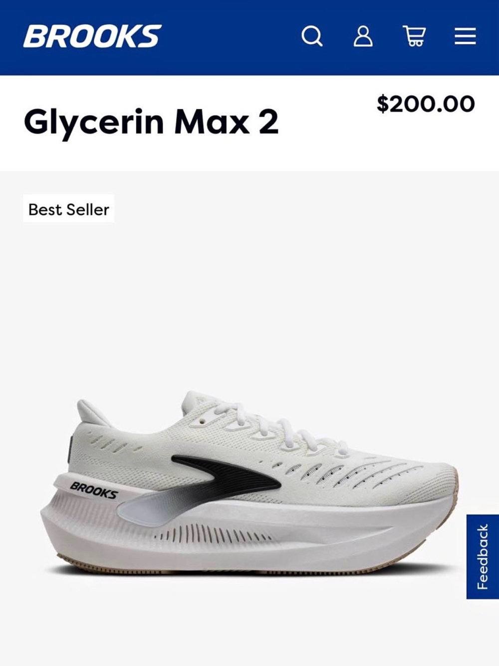 Brooks Glycerin Max 2 Women's Running Shoes - White/Black—WORN 3 TIMES!